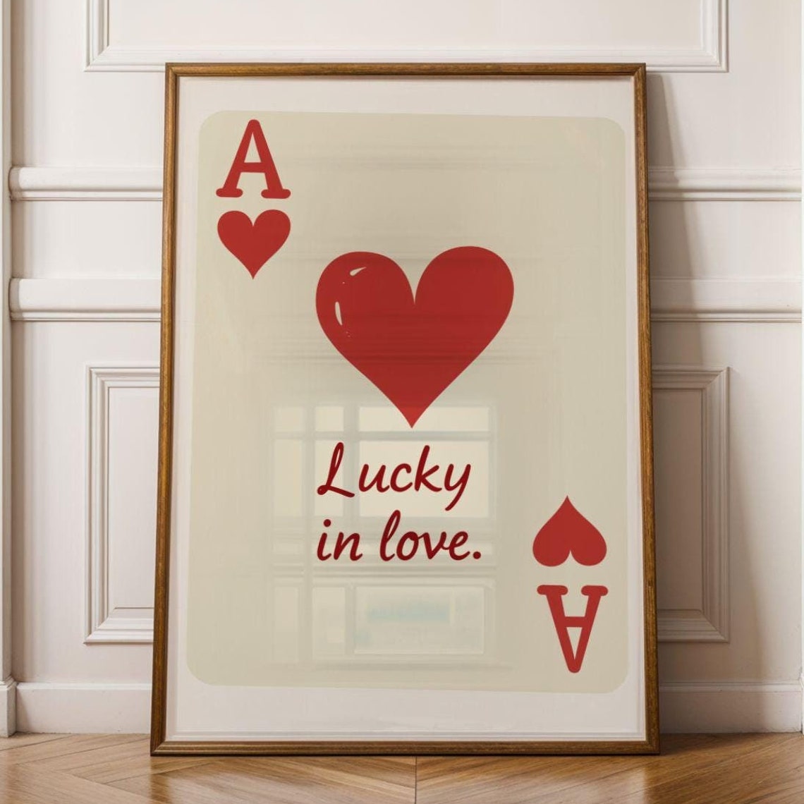 Lucky In Love Ace Of Hearts Playing Card Valentine Red Poster