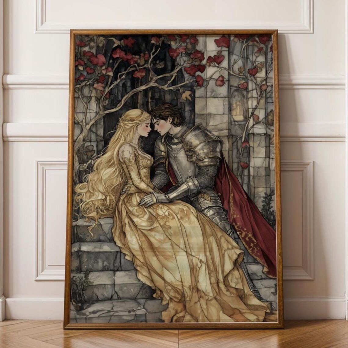 Medieval Lovers Romantic Fairytale Art Print
