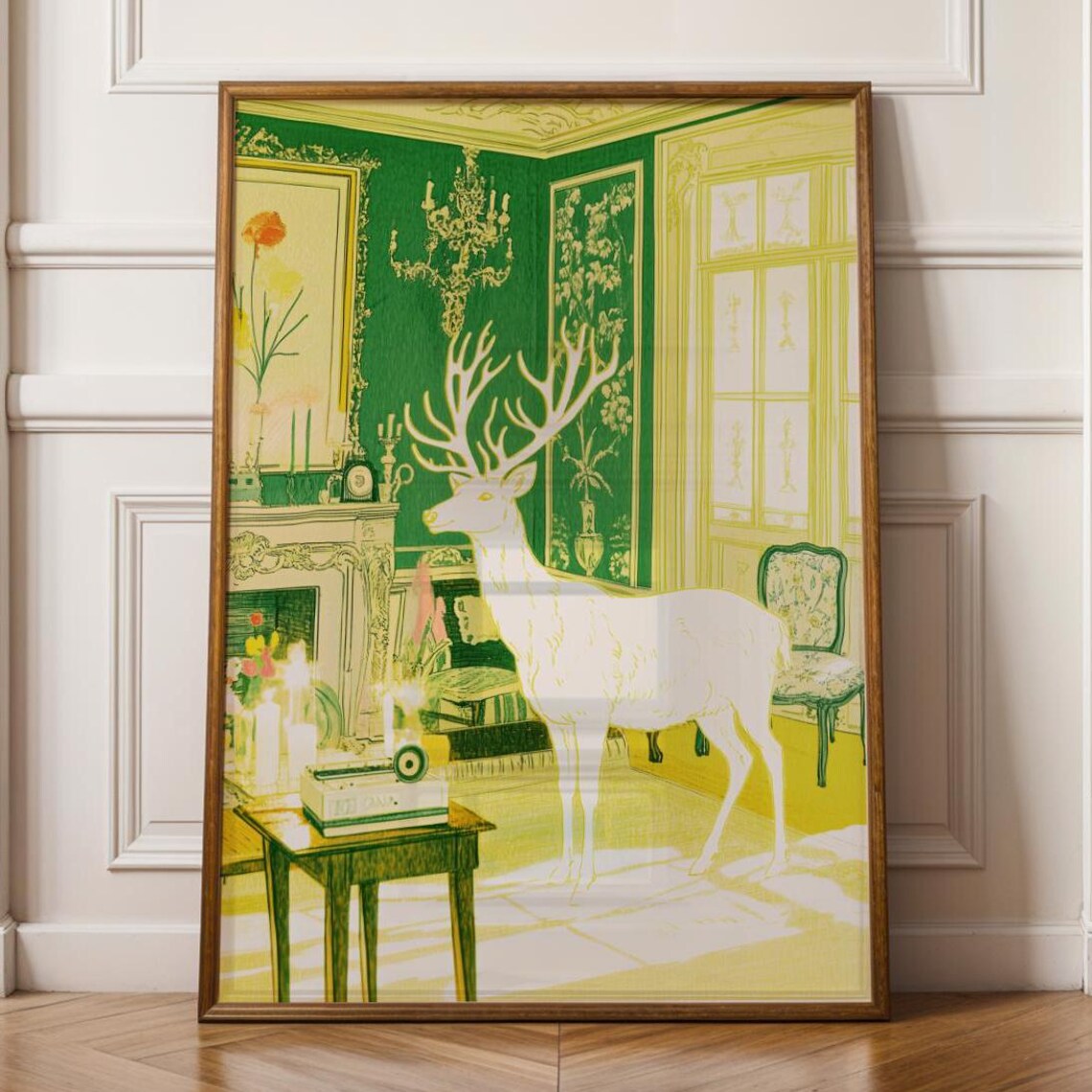 Dark Academia Deer Art Print, Vintage Illustration