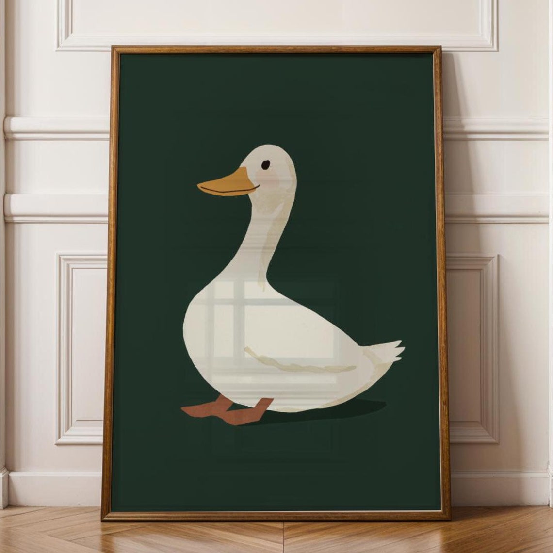 Silly Goose Cute Nursery Poster Dark Green Minimalist Kids Wall Decor