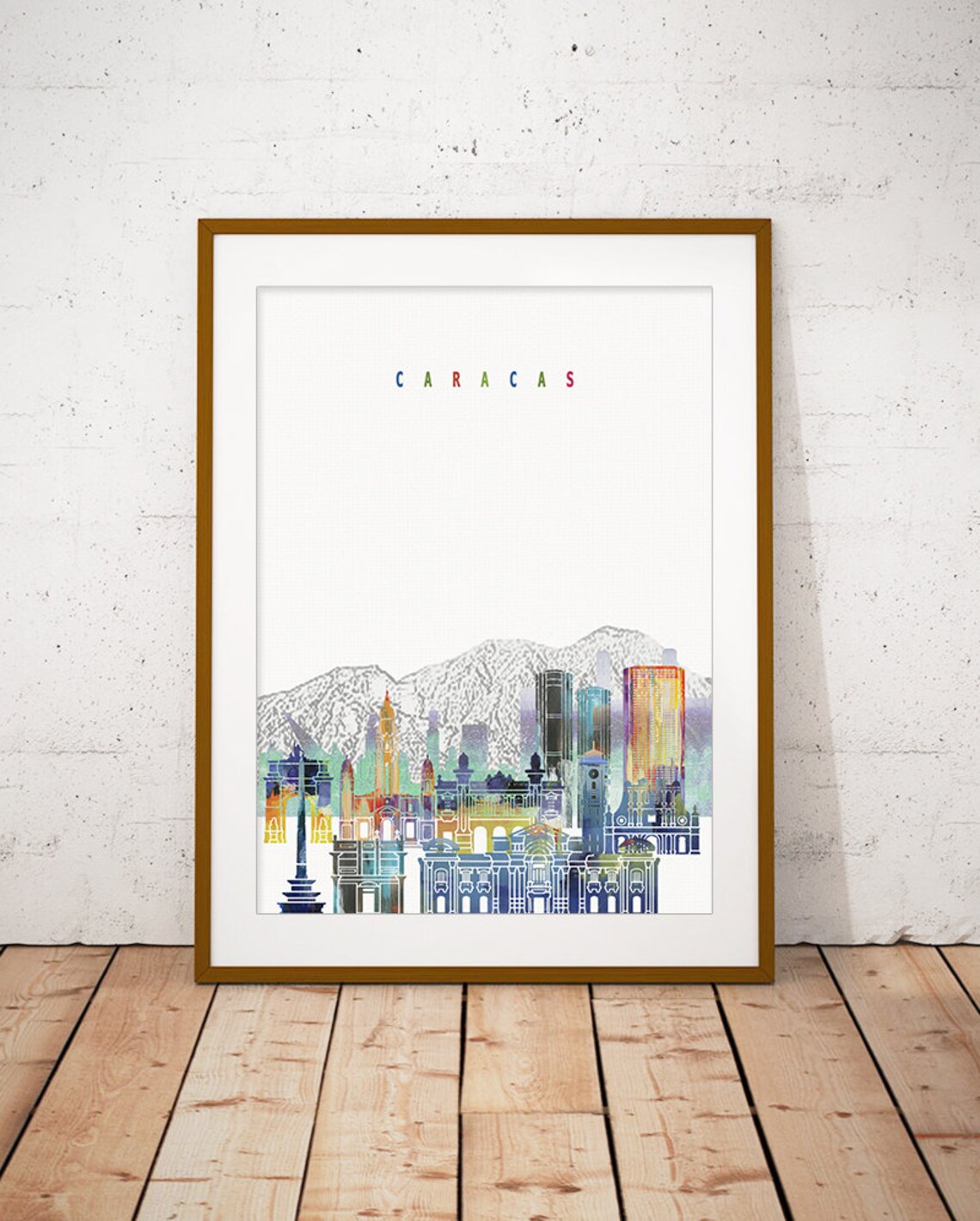 Caracas Venezuela Colorful Watercolor City Skyline Art Poster