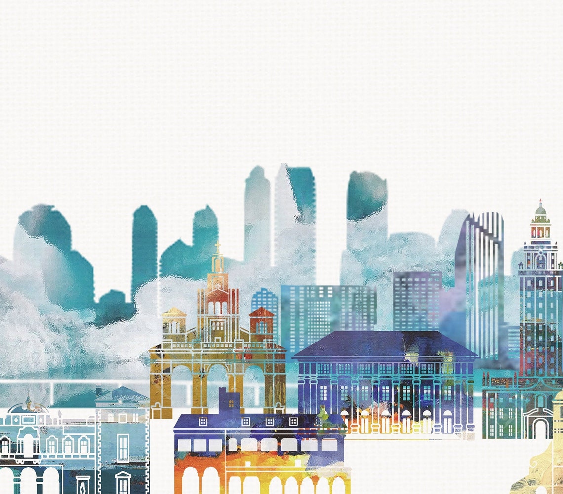 Miami Florida Downtown Watercolor Skyline Cityscape Poster Art - Image 2