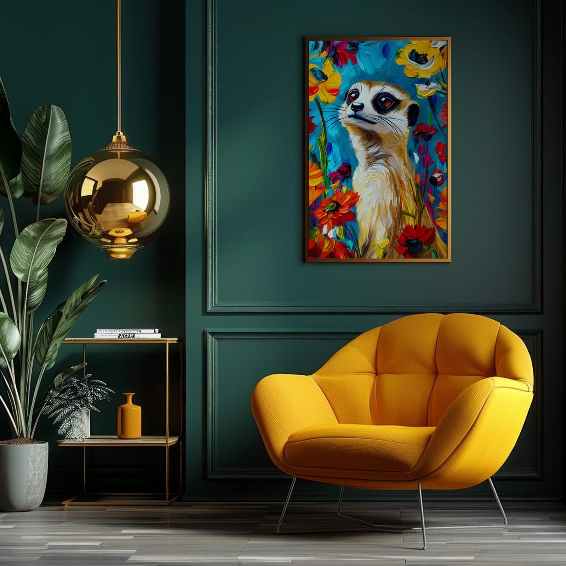 Meerkat in Bold Colorful Paint Surrounded by Bright Flowers Poster - Image 6