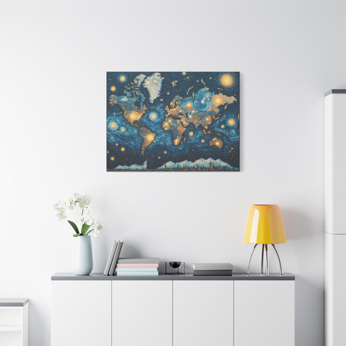Van Gogh Starry Night World Map Travel Poster - Image 3
