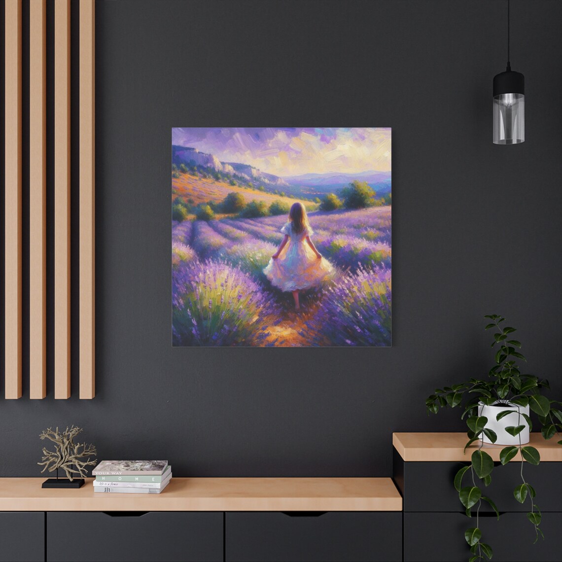 Girl in Lavender Field Sunset Provence Purple Flower Wall Poster - Image 2