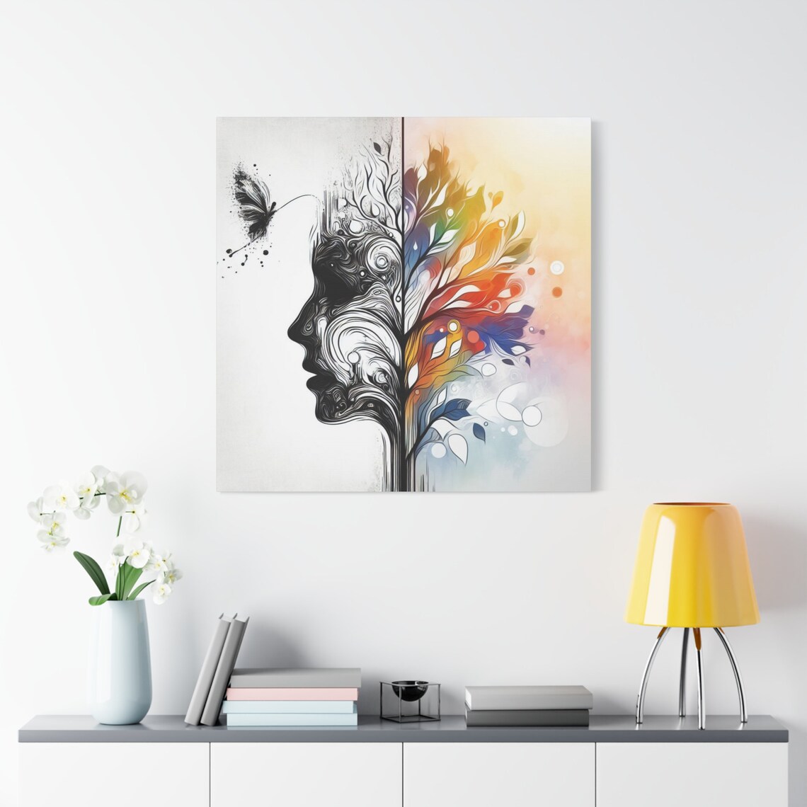 Modern Tree Artwork For Home Decor Colorful Tree Silhouette And Face Wall Art Abstract Tree Of Life Art Stretched 125 - Image 2