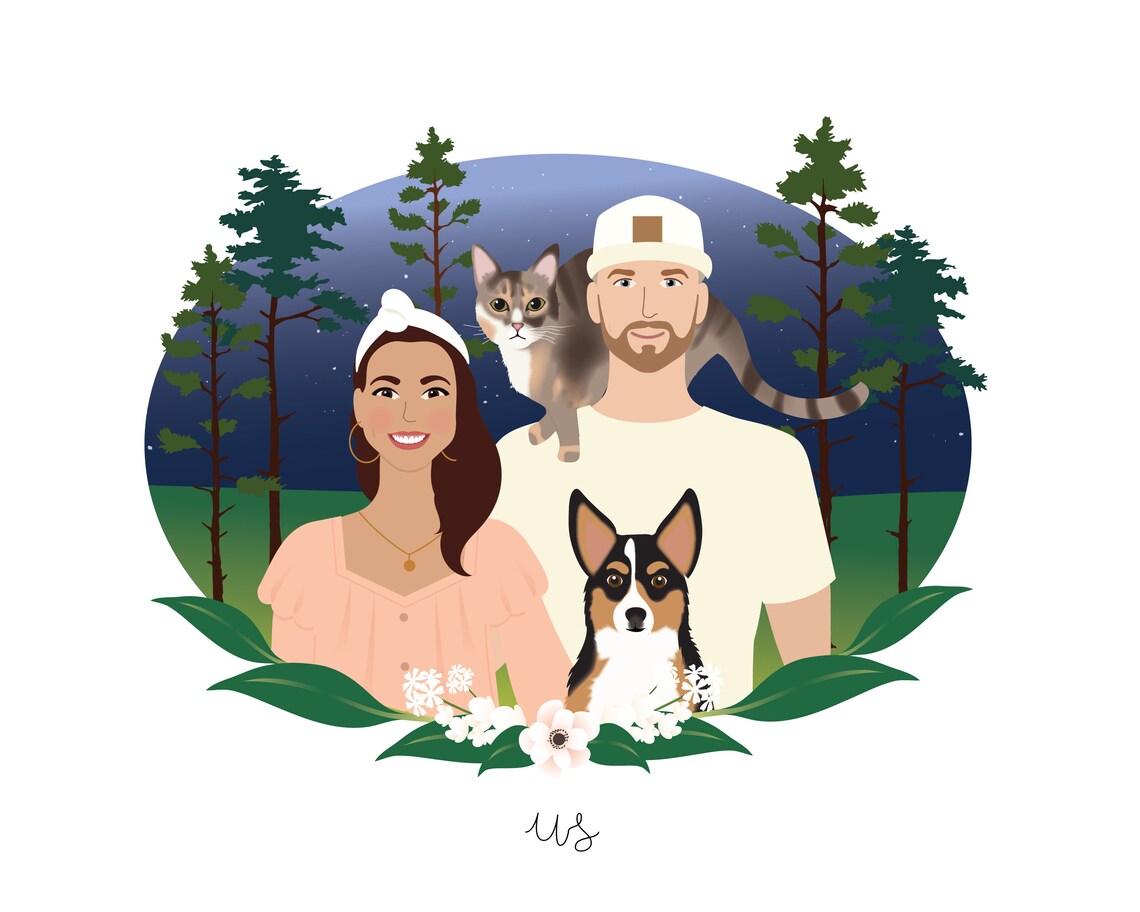 Custom Family Portrait From Photos Family Illustration Portrait Poster Family Gift Christmas Gift Gift For Dad Gift For Mom
