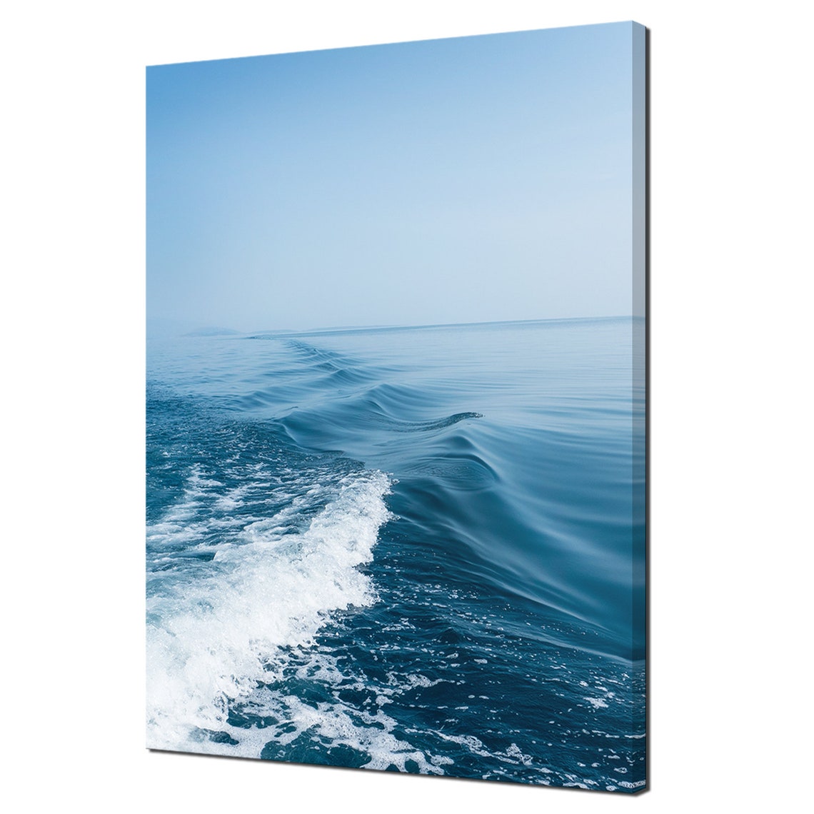 Boat Wake Ripples On Calm Blue Sea Horizon Ocean View Poster