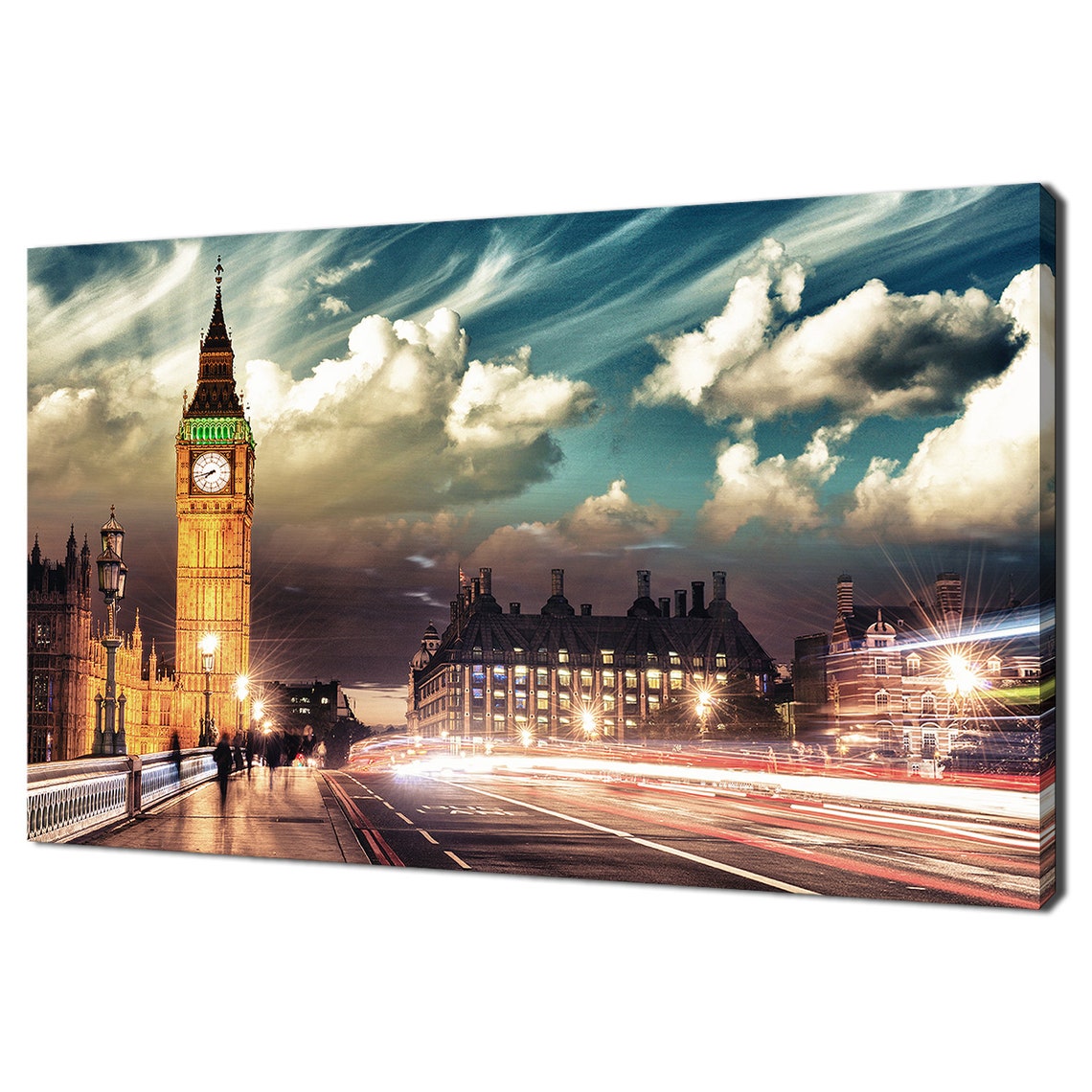 London Big Ben And Westminster Bridge Night Light Trails Poster