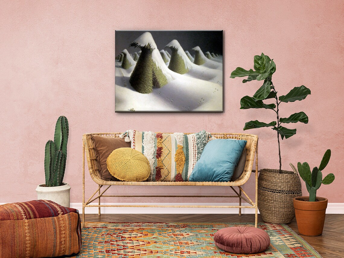 Grant Wood January Winter Corn Shocks Snowy Iowa Landscape Art Print - Image 2