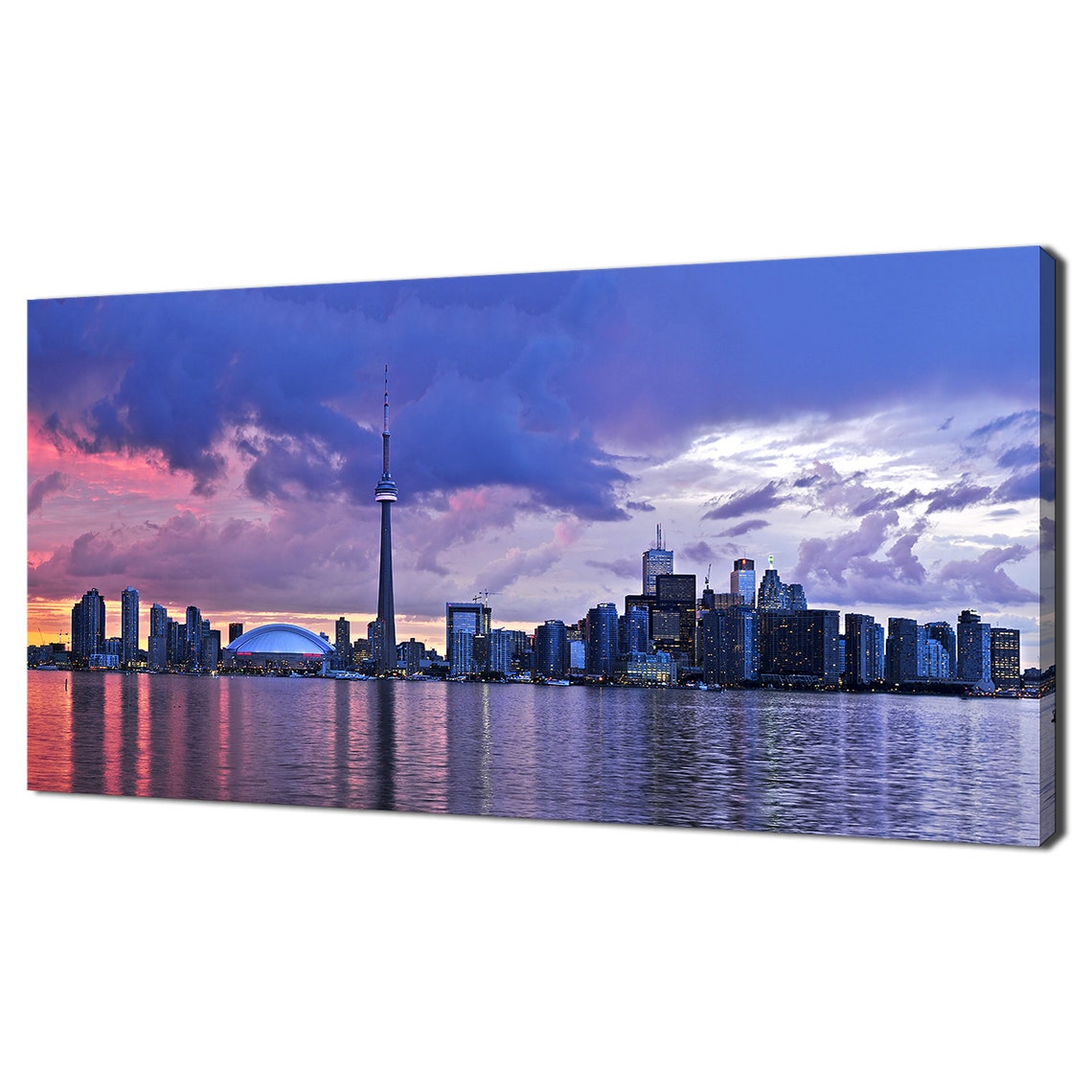 Toronto Canada Skyline CN Tower Sunset Waterfront Reflections Poster
