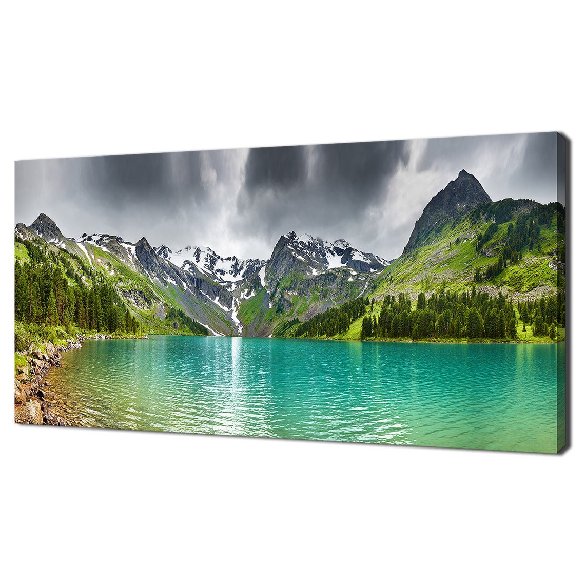 Green Lake Mountains Panorama Landscape Modern Design Home Decor Print Wall Art Picture