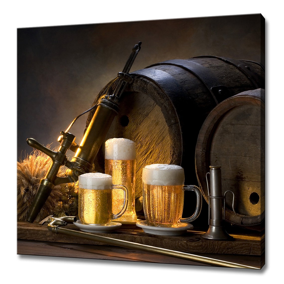 Vintage Beer Barrel And Beer Glasses Kitchen Modern Design Home Decor Print Wall Art Picture