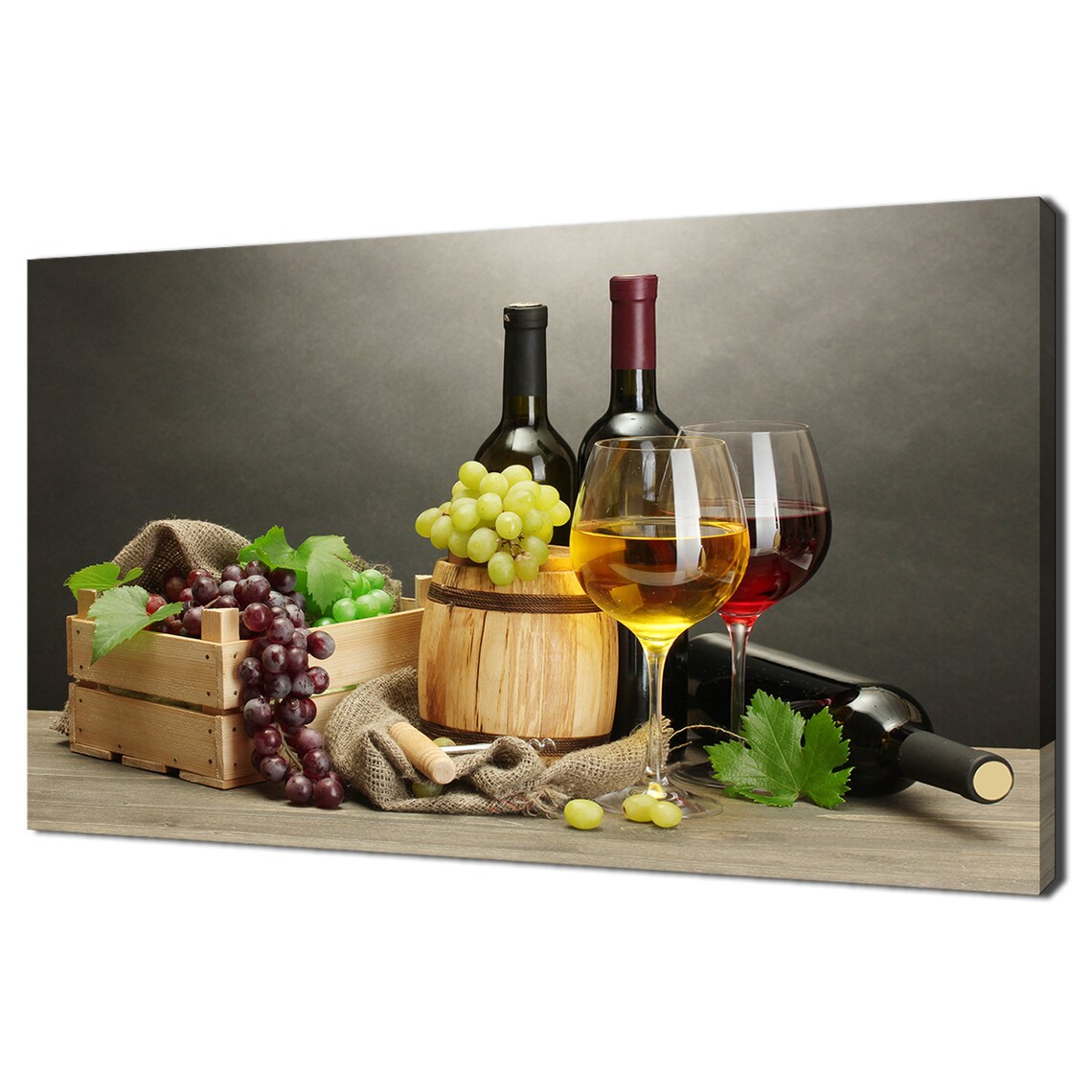 Wine Bottles, Glasses & Grapes Kitchen Wall Art