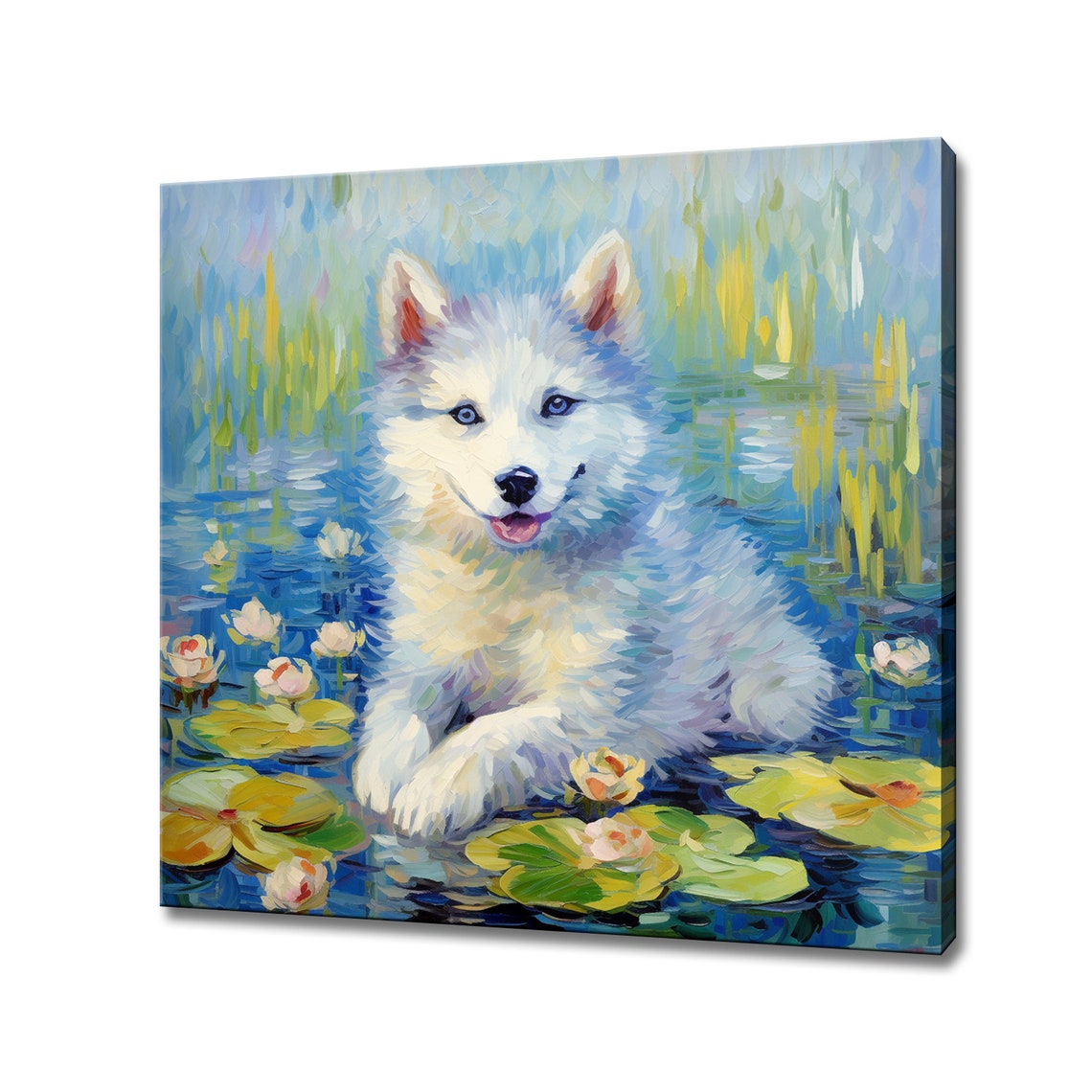 Cute Husky Dog Puppy Print Gift For Husky Dog Lover Colourful Dog Portrait Painting Print Husky Dog Pet Kids Wall Art
