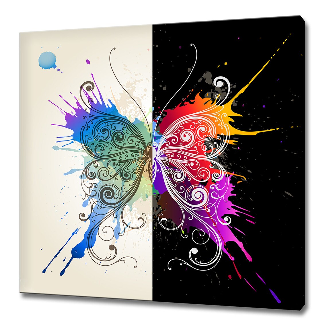 Colorful Butterfly Split Design Swirl Wings Modern Abstract Poster