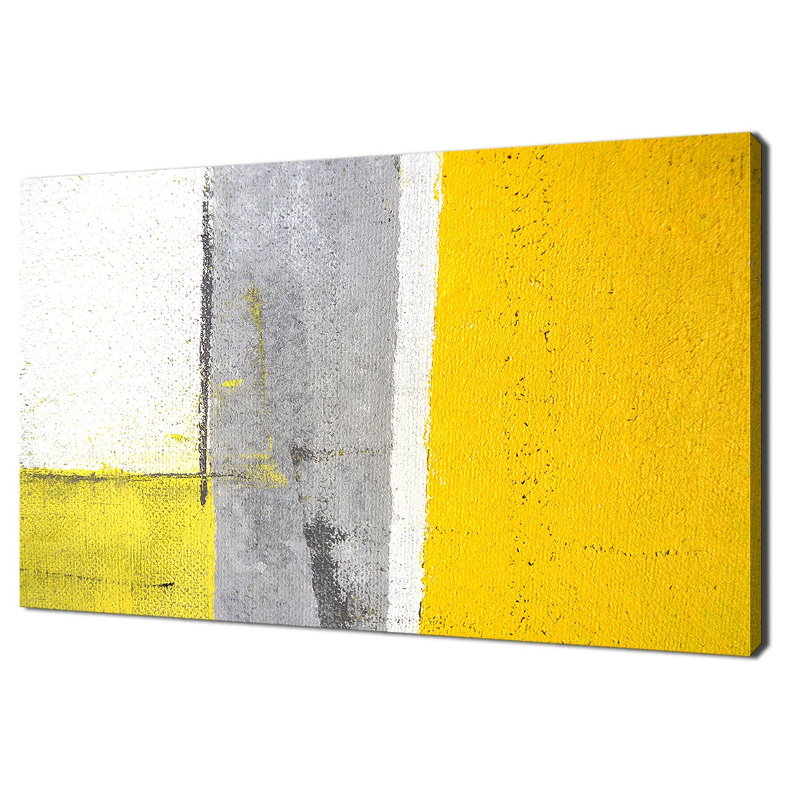 Bold Yellow Grey White Abstract Block Color Field Modern Wall Art