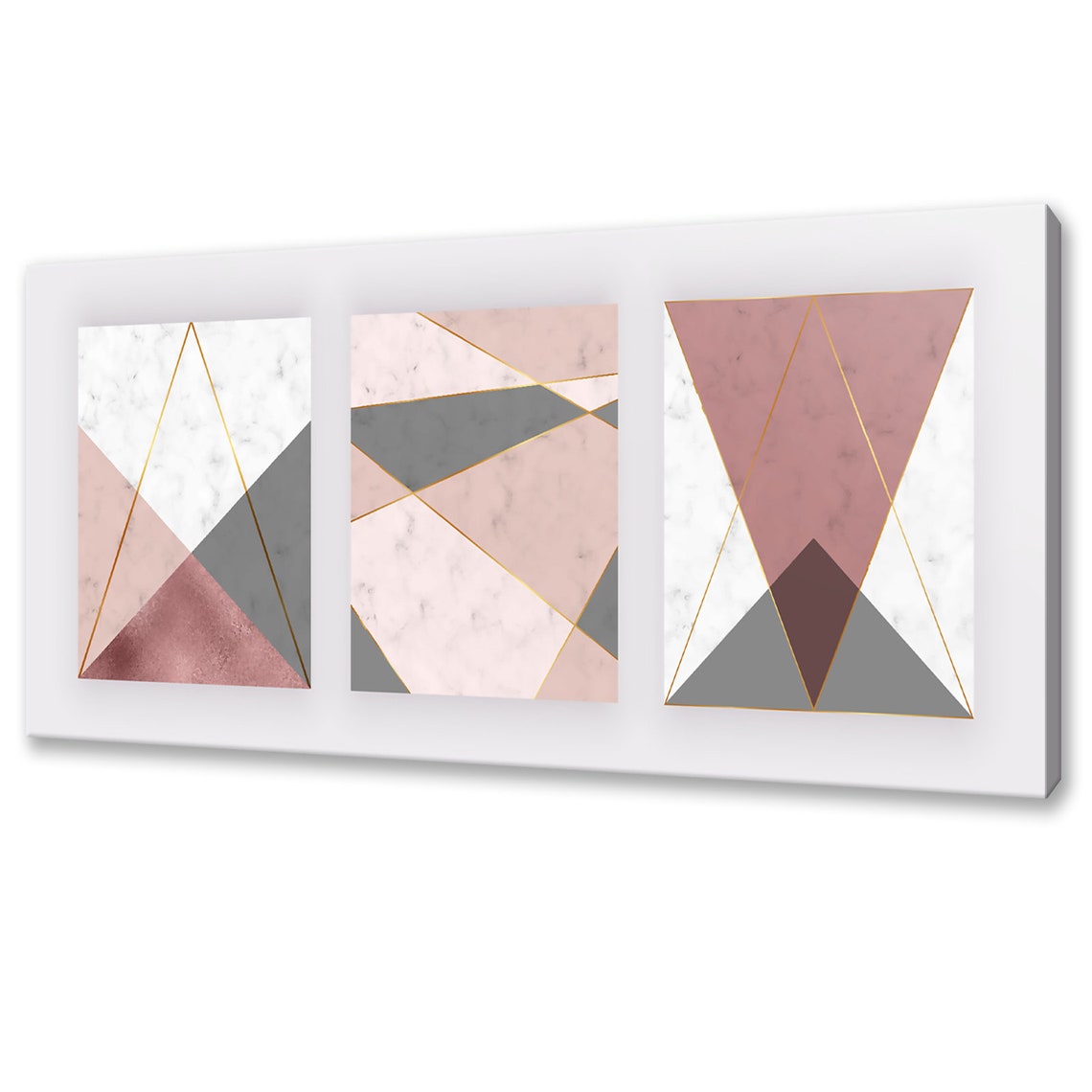 Marble Geometric Shapes Pink Grey Abstract Modern Design Home Decor Print Wall Art Picture