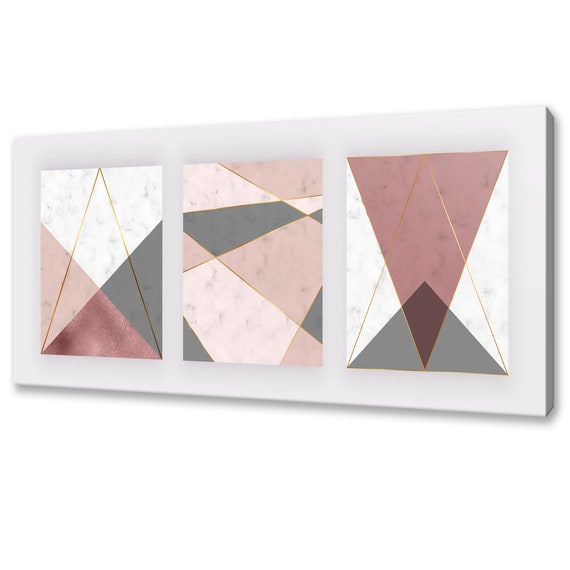 Marble Geometric Shapes Pink Grey Abstract Modern Design Home Decor Print Wall Art Picture