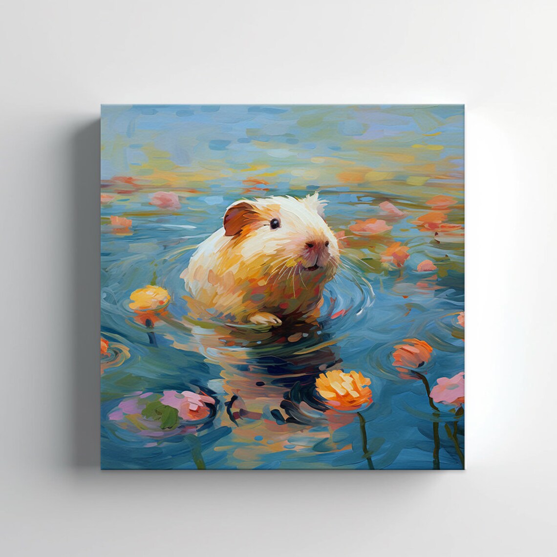 Guinea Pig in the Pond, Colorful Portrait Art Print - Image 3