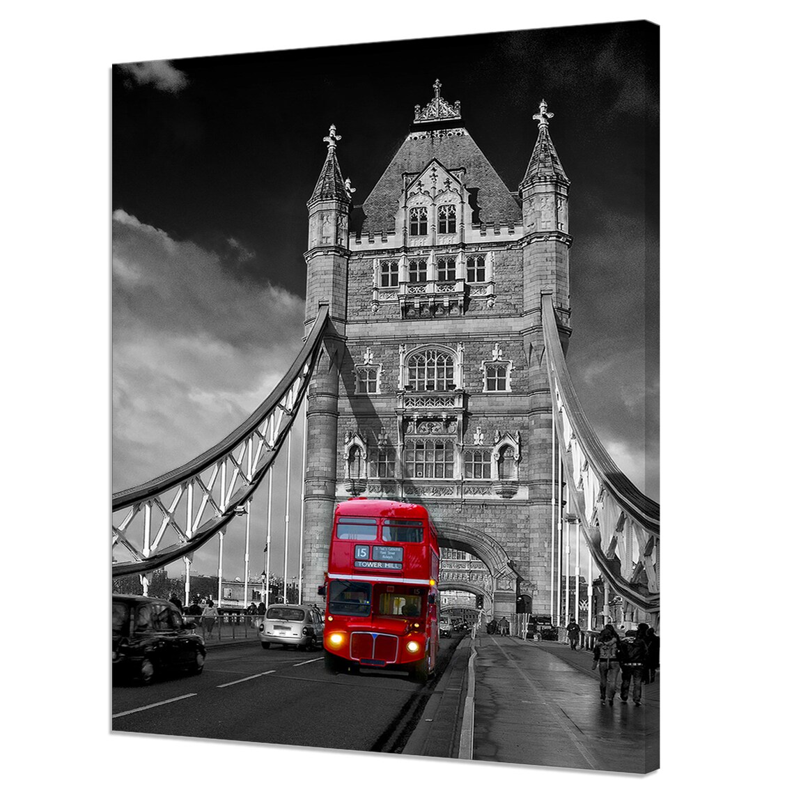 Red Bus on Tower Bridge London Retro Travel Poster