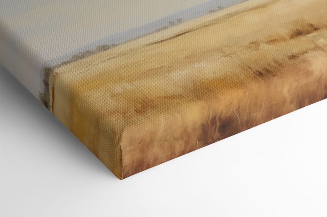 Golden Autumn Prairie Field Pale Sky Minimalist Landscape Poster - Image 2