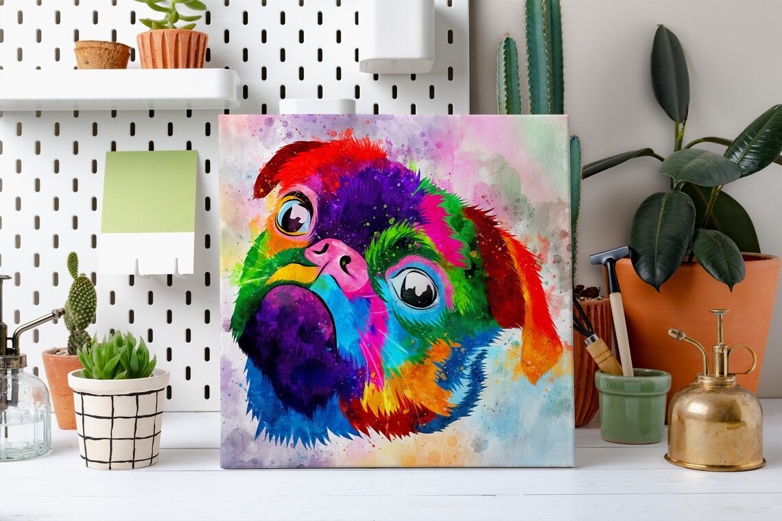 Pug Dog Watercolor Art Print, Pet Home Decor - Image 2