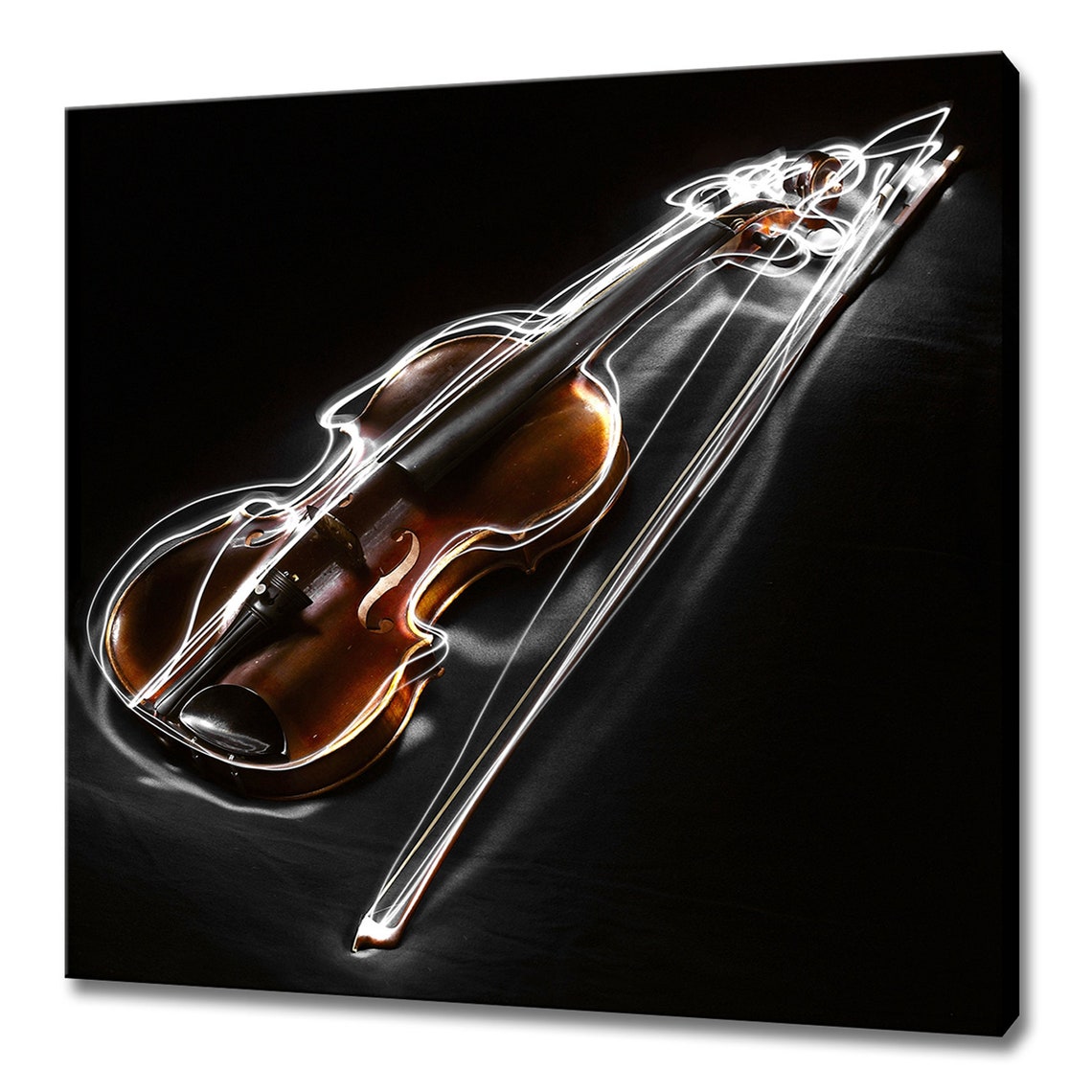 Violin With Light Painting Glow Dramatic Black Classical Music Poster