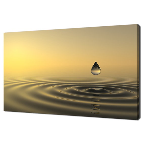 Golden Water Drop Zen Calm Modern Design Home Decor Print Wall Art Picture