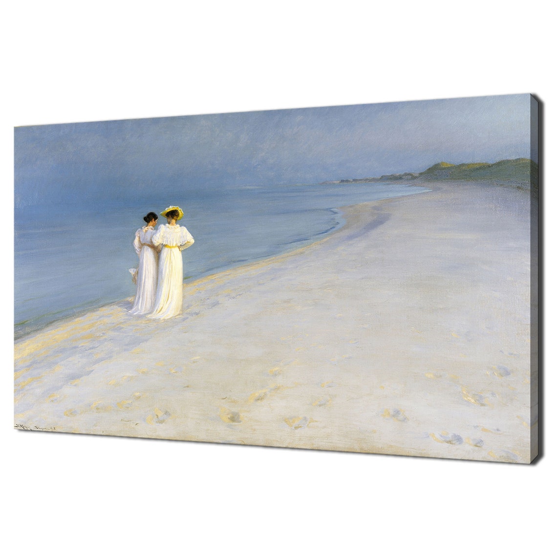 P S Kroyer Summer Evening Beach Two Women White Dresses Classic Poster