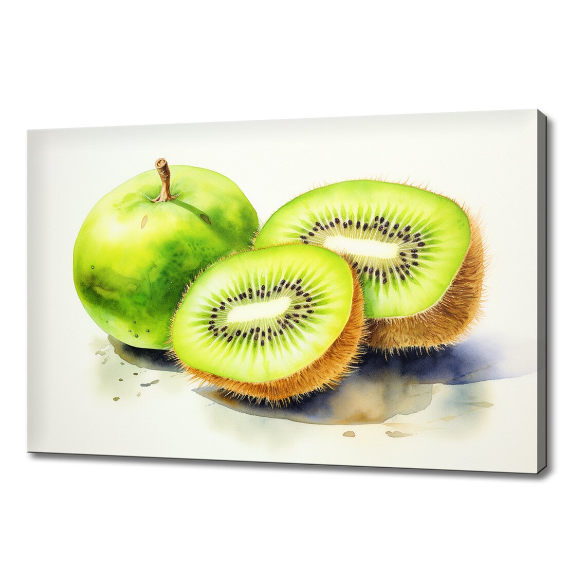 Green Kiwi Fruit Watercolour Print Colourful Kitchen Wall Art Fruit Print Modern Kitchen Restaurant Wall Decor