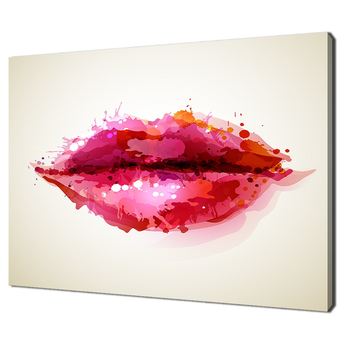Pink Red Lips Abstract Watercolor Splatter Modern Fashion Art Print