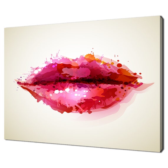 Pink Red Abstract Lips Splatter Fashion Modern Design Home Decor Print Wall Art Picture
