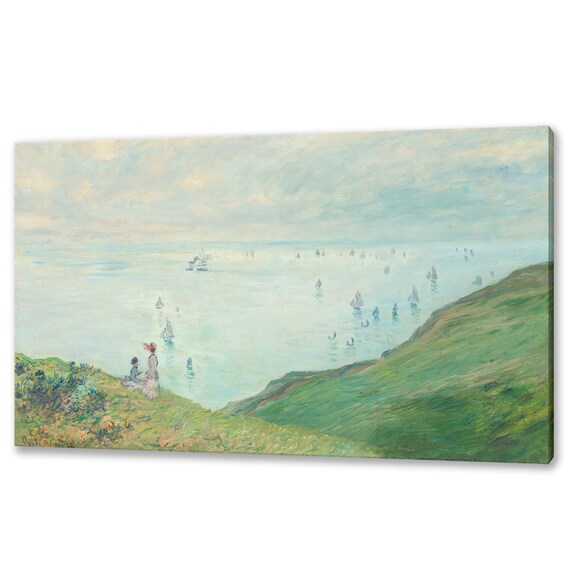 Claude Monet Cliffs At Pourville 1882 Sailboats Impressionist Coastal Art Poster