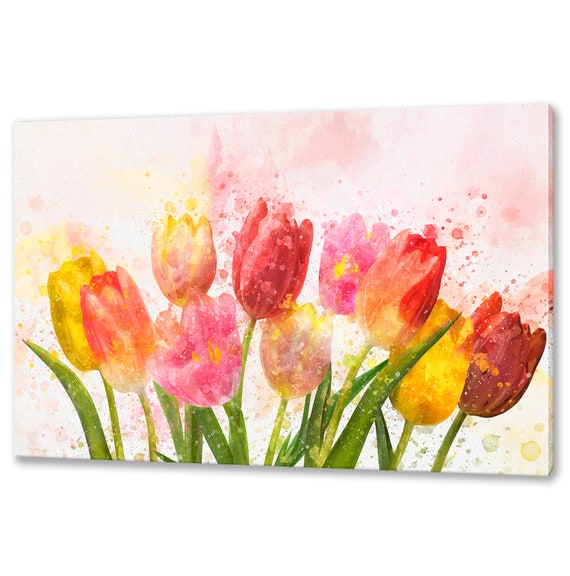 Tulips Watercolor Modern Floral Wall Art Print