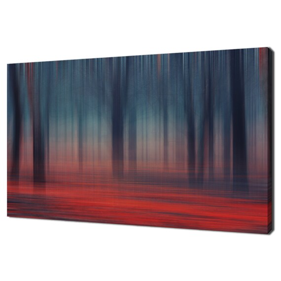 Red Blue Abstract Forest Trees Modern Design Home Decor Print Wall Art Wall Hanging