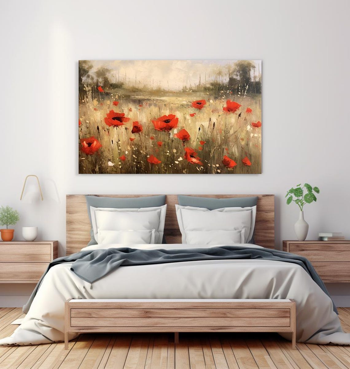 Red Poppy Flowers Meadow Field Countryside Vintage Painting Style Print Farmhouse Decor Art Picture Wall Hanging Fine Art Print - Image 4
