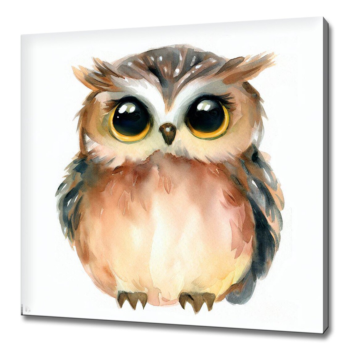 Cute Baby Owls Nine Watercolor Paintings Nursery Wall Art Poster - Image 3