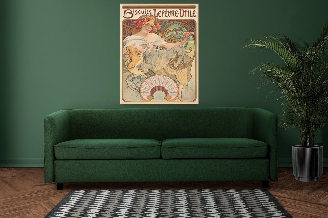 Alphonse Mucha Biscuits Lefevre-Utile 1896 Vintage Advertising Poster - Image 2