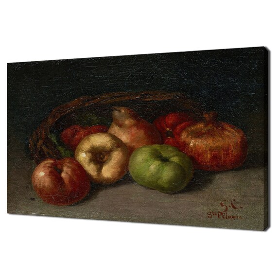 Still Life Wth Apples Pear And Pomegranates 1871 Gustave Courbet Reproduction Fruits Print Art Vintage Victorian Painting Print