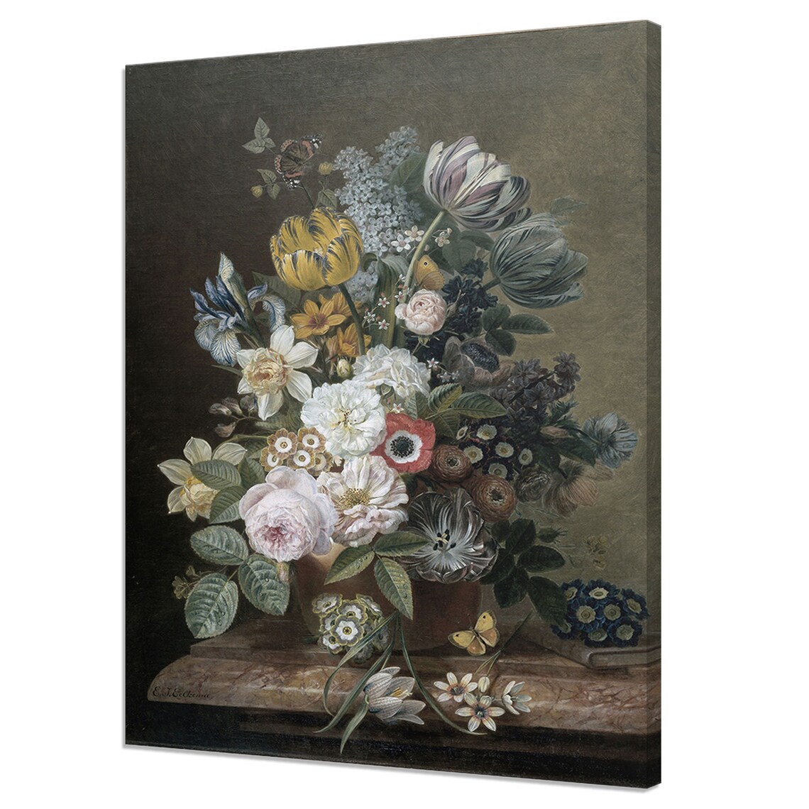 Classic Dutch Floral Bouquet Oil Painting Tulips Roses Fine Art Print