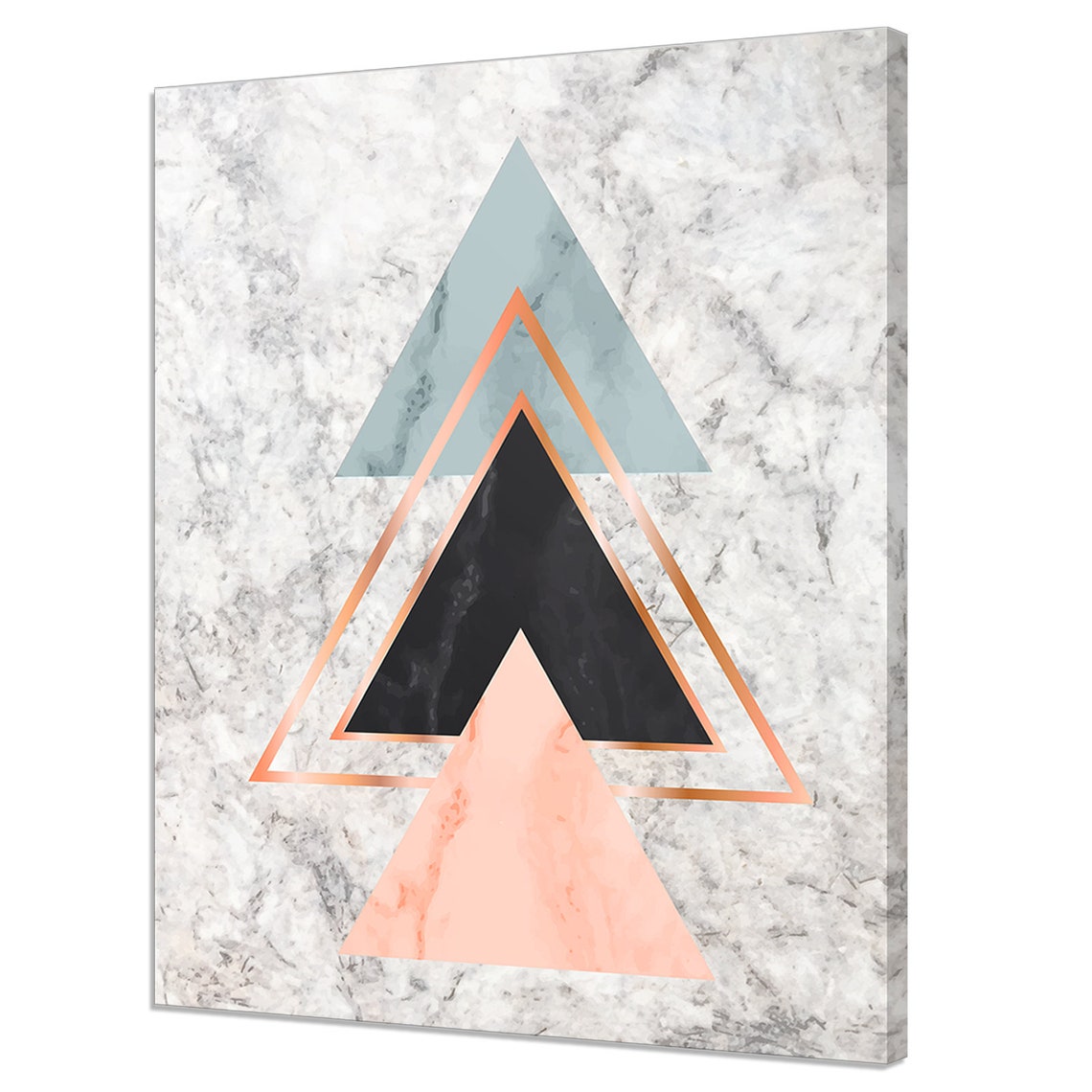 Marble Rose Gold Triangles Geometric Minimalist Abstract Wall Art
