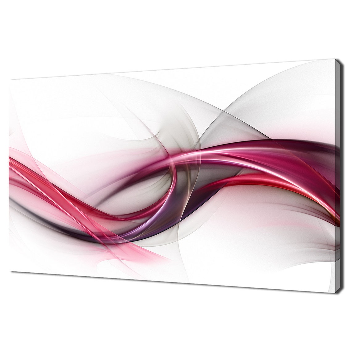 Abstract Pink Black Silk Waves Flowing Lines Modern Minimalist Poster