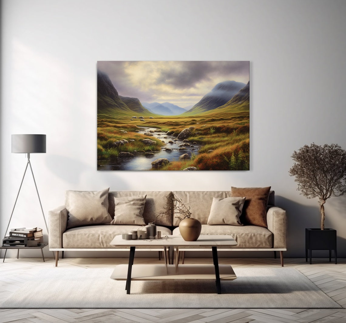 Misty Mountain Valley Rocky Stream Dramatic Sky Nature Poster - Image 4