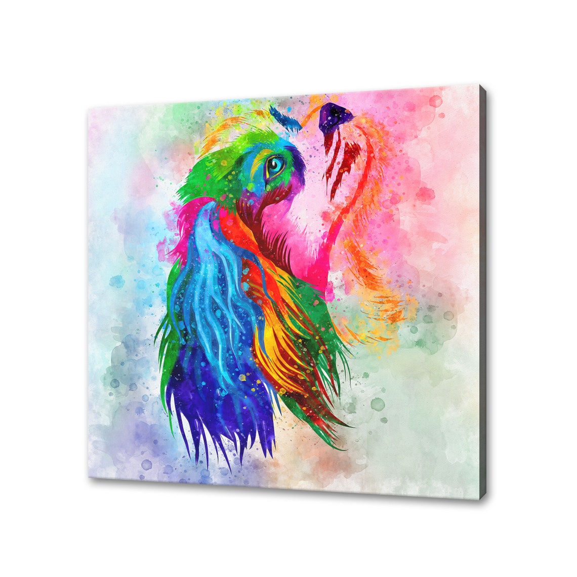 Cavalier King Charles Spaniel Rainbow Watercolor Portrait Poster