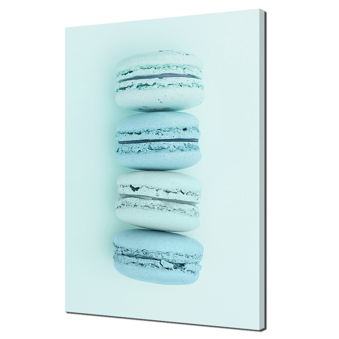 Mint Blue Coloured Macarons Sweets Kitchen Minimalism Modern Design Decor Print Wall Art Picture