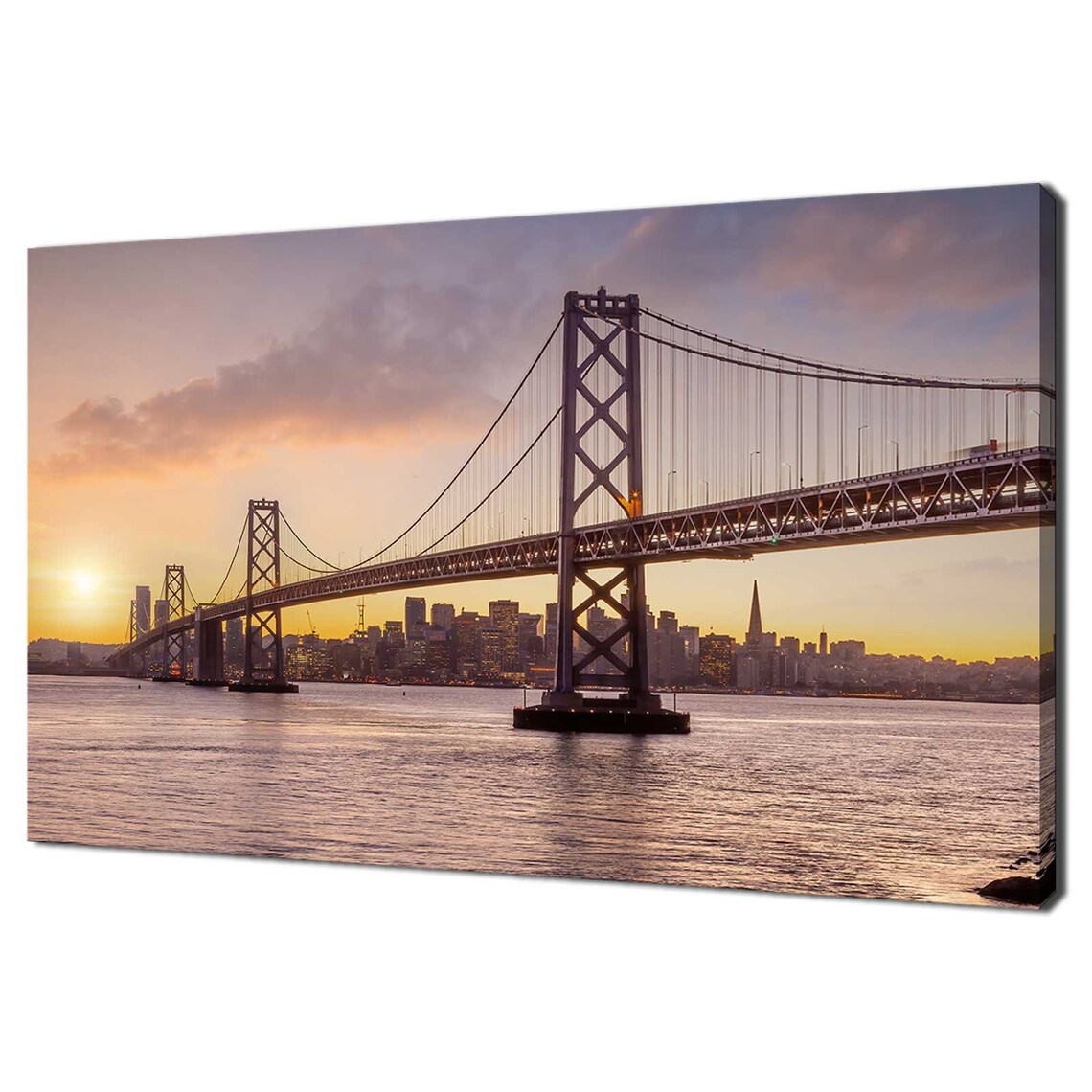 San Francisco Bay Bridge Sunset Skyline City Lights Travel Poster