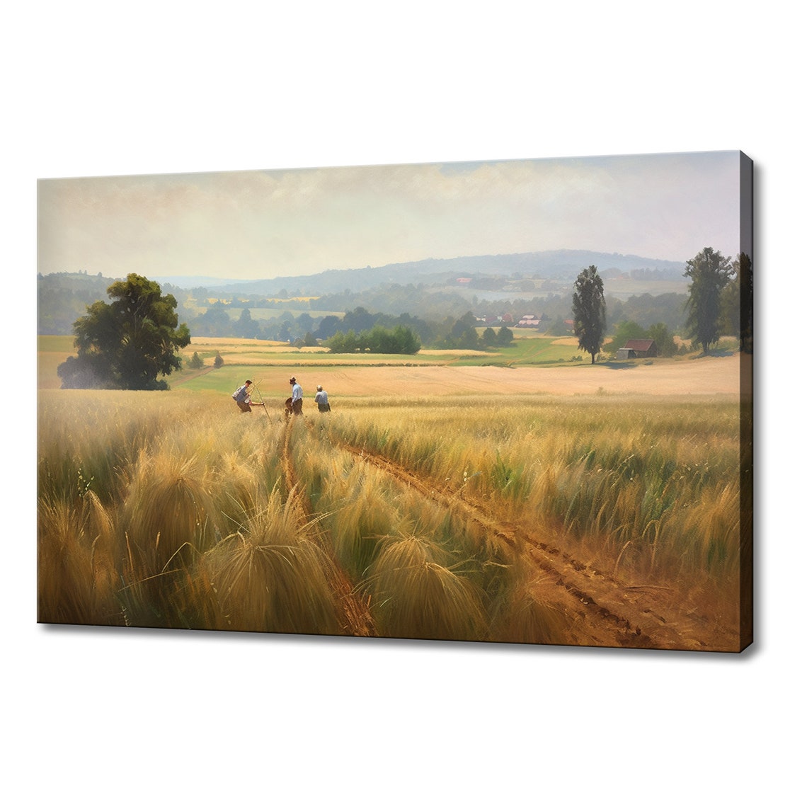 Farmers Countryside Vintage Painting Style Print Farmhouse Decor Art Neutral Nature Picture Wall Hanging Fine Art Vintage