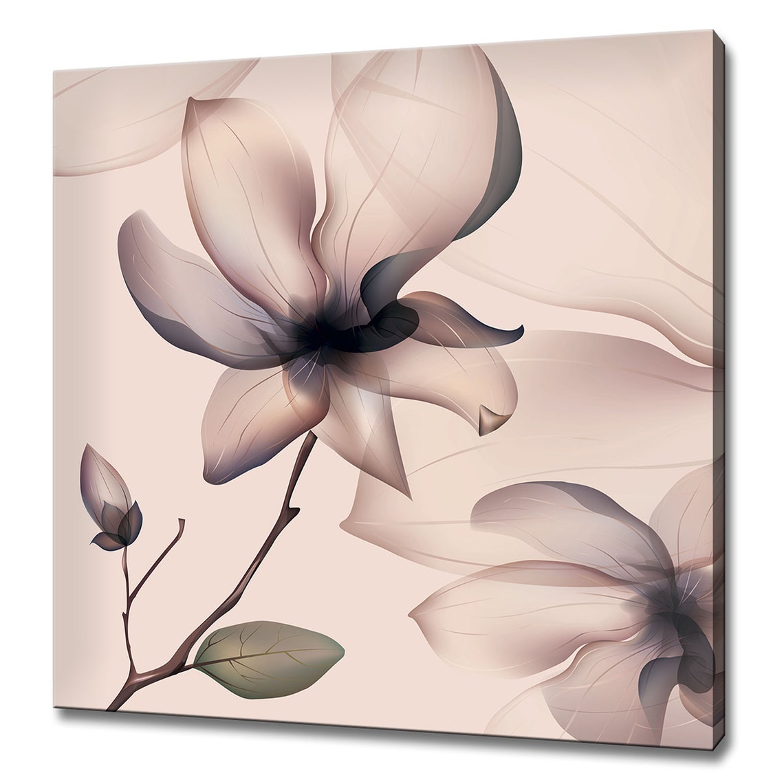 Elegant Beige Translucent Flower Soft Neutral Botanical Wall Art