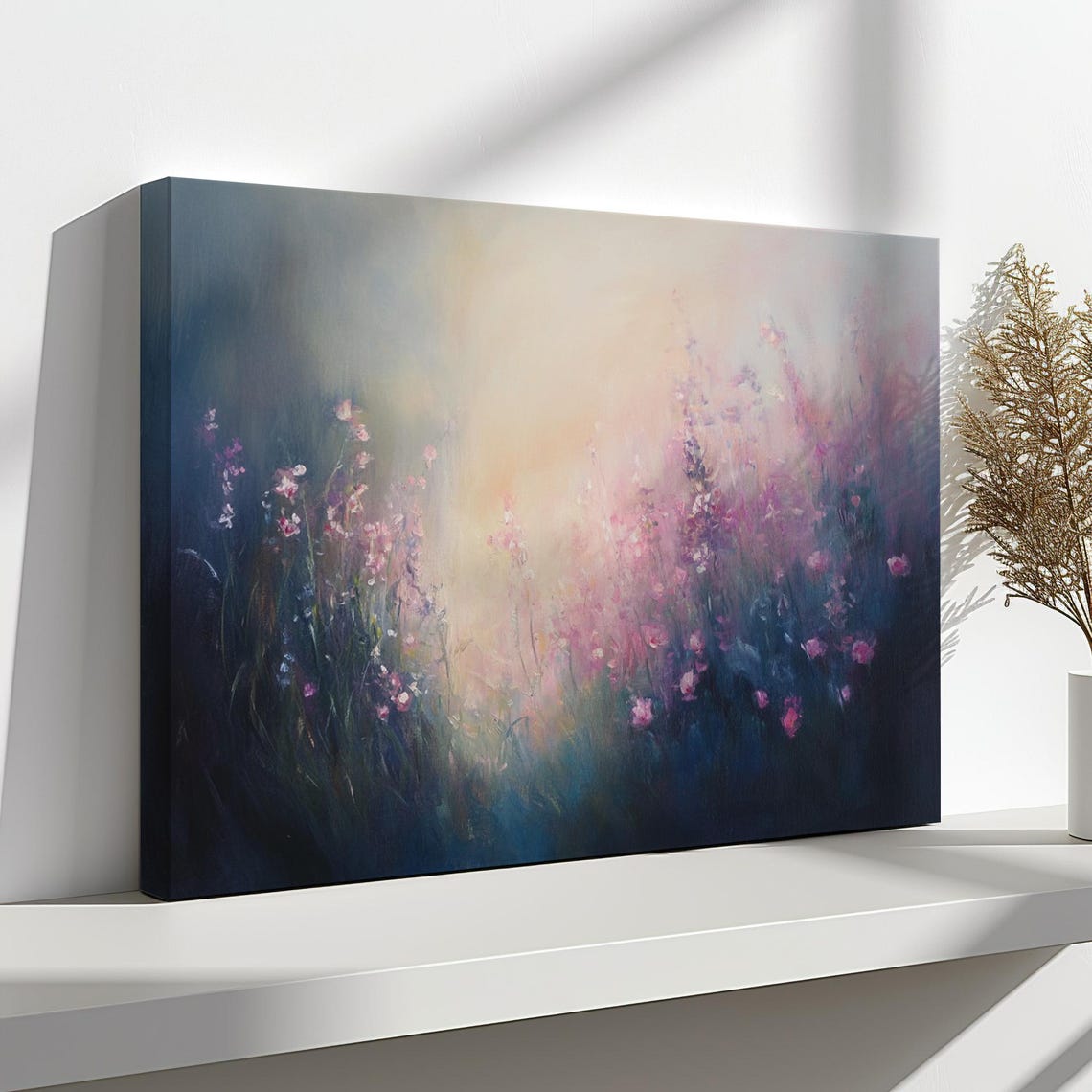 Dreamy Meadow Pink Flowers Vintage Countryside Painting Style Print Farmhouse Decor Art Nature Picture Wall Hanging Fine Art Print - Image 4